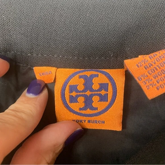 Tory Burch Leather Trimmed Tweed Pencil Skirt Wool Blend - Picture 3 of 9